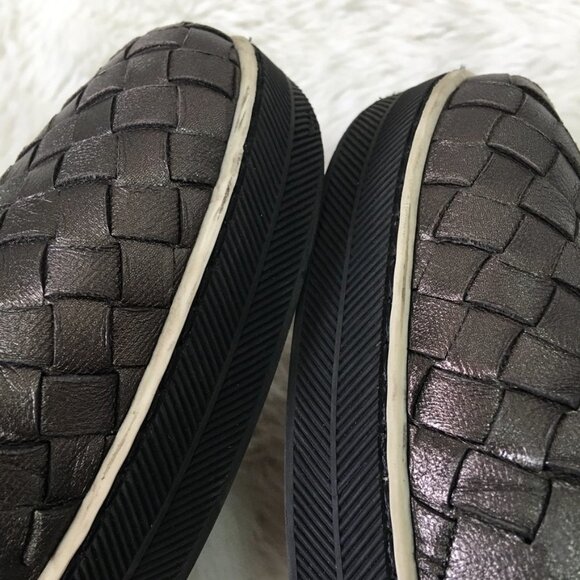 Bottega Veneta Women's Silver Pewter Intrecciato Slip On Sneakers Size 38 1/2 - Picture 11 of 14